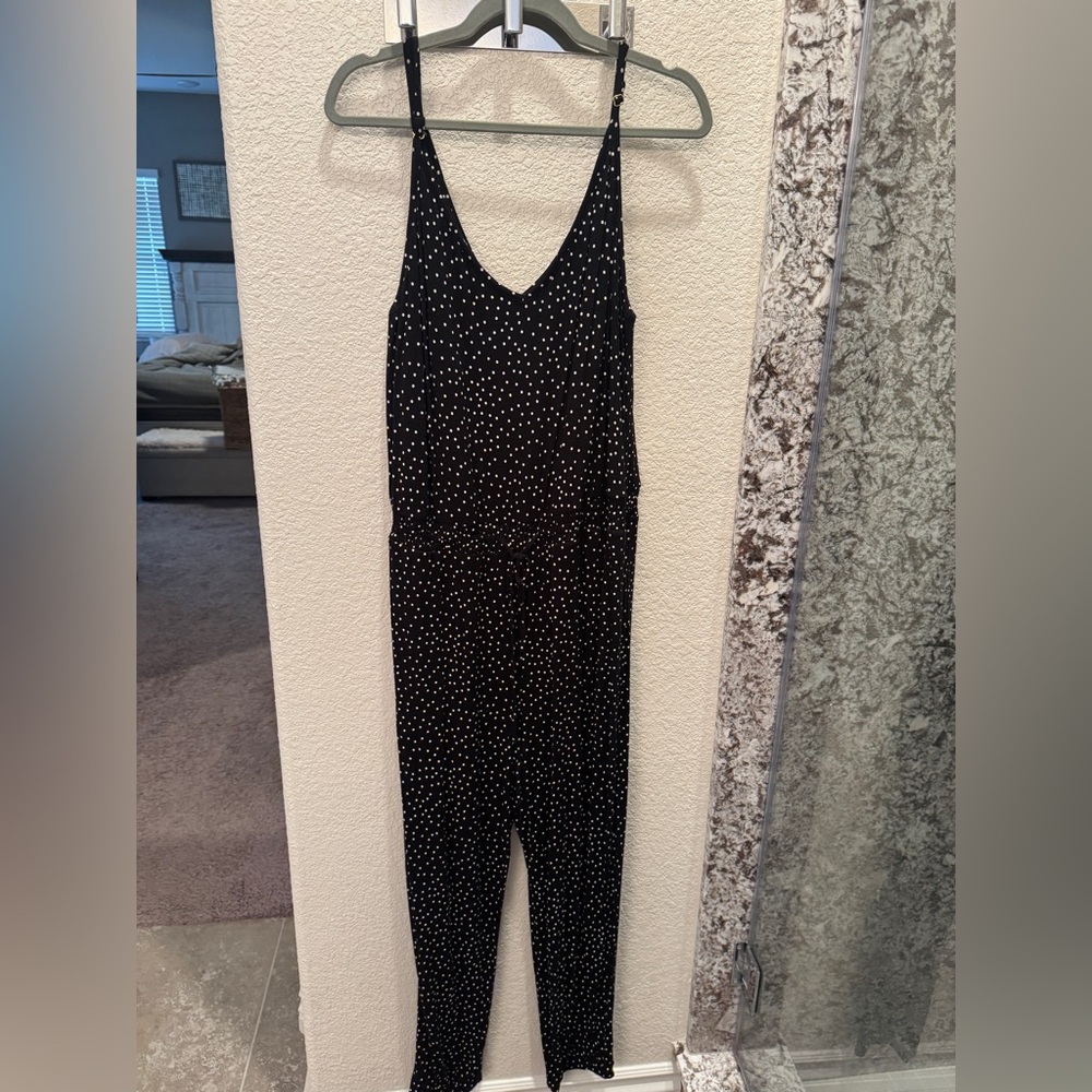 Soma Black Polka Dot Jumpsuit with built in bra. NWOT
